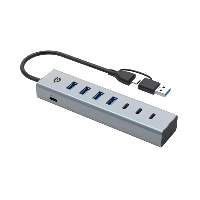 Conceptronic HUBBIES20GP 7 prievadų USB 3.0 šakotuvas su maitinimo adapteriu, 5Gbps, USB-C x 3, USB-A x 4