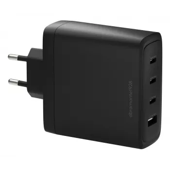 dbramante1928 re-charge IT EU sieninis įkroviklis — 3× USB-C (iš viso 140 W) + 1× USB-A, vidaus naudojimui, AC, juodas