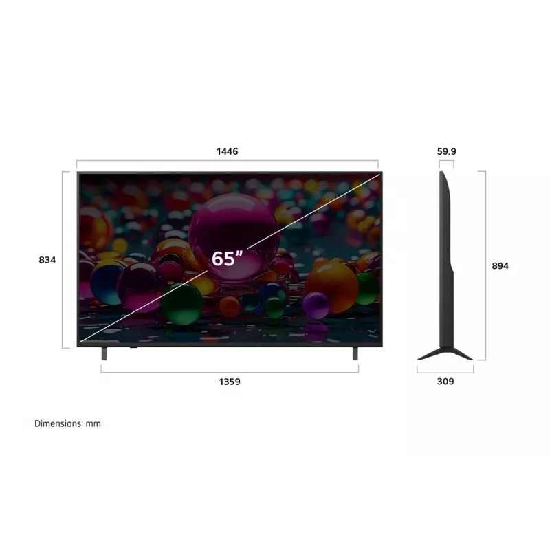 LG UHD AI 65UA75003LA 165,1 cm (65 colių) 4K Ultra HD Smart TV Wi-Fi Juoda