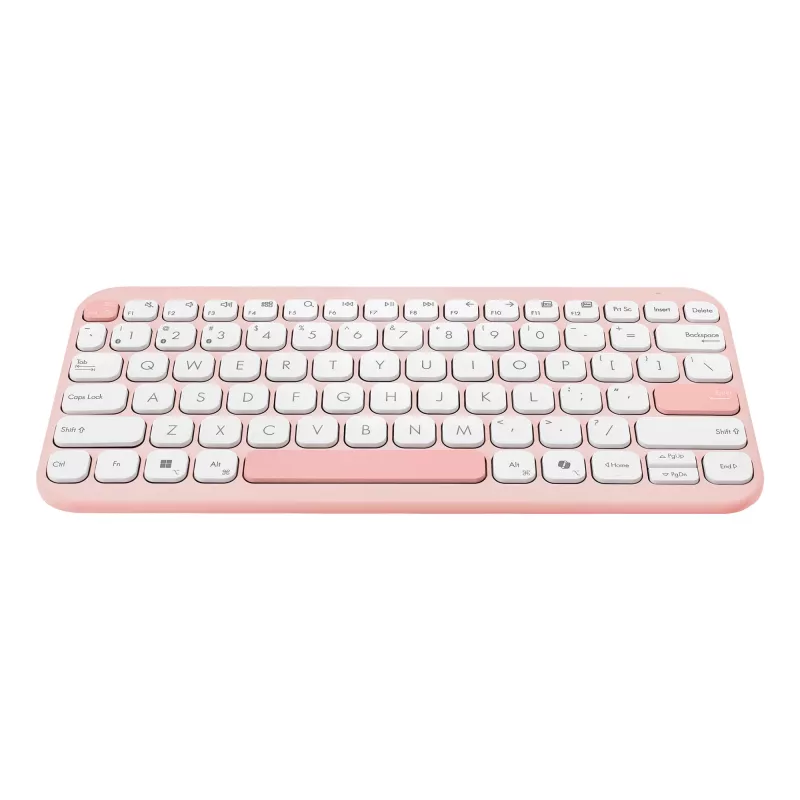 Belaidė klaviatūra ASUS Marshmallow KW100 75% Bluetooth — QWERTZ vokiška, žirkliniai jungikliai, rožinė