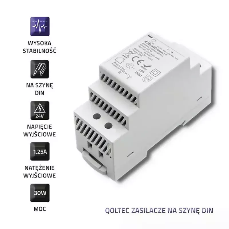 DIN bėgio maitinimo šaltinis QOLTEC 50920, vienfazis, pramoniniams įrenginiams