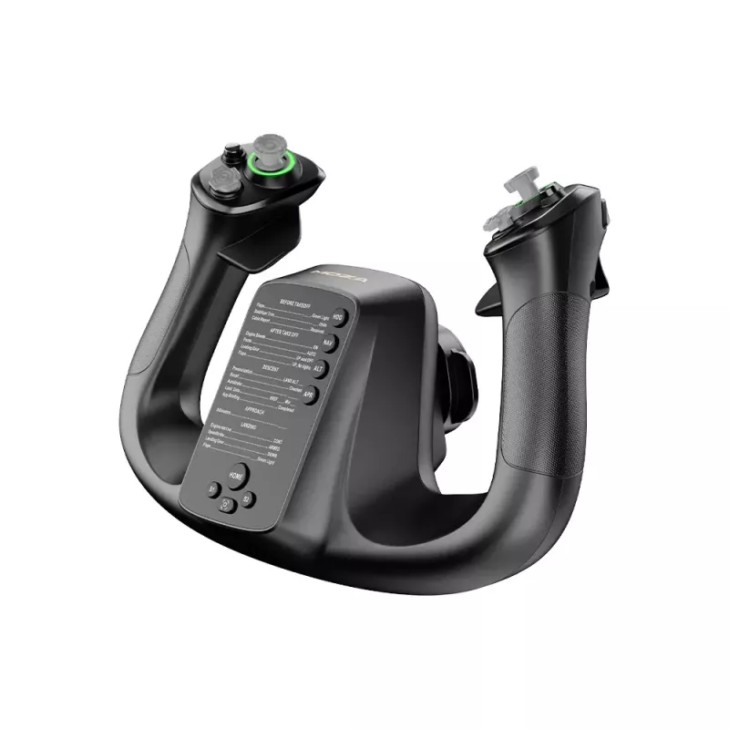 MOZA MFY YOKE skrydžių bazė – juoda ABS ir legiruotojo plieno konstrukcija, 142,5×202×313 mm