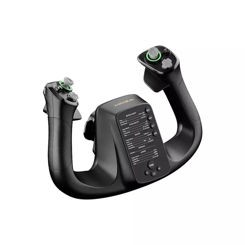 MOZA MFY YOKE skrydžių bazė – juoda ABS ir legiruotojo plieno konstrukcija, 142,5×202×313 mm