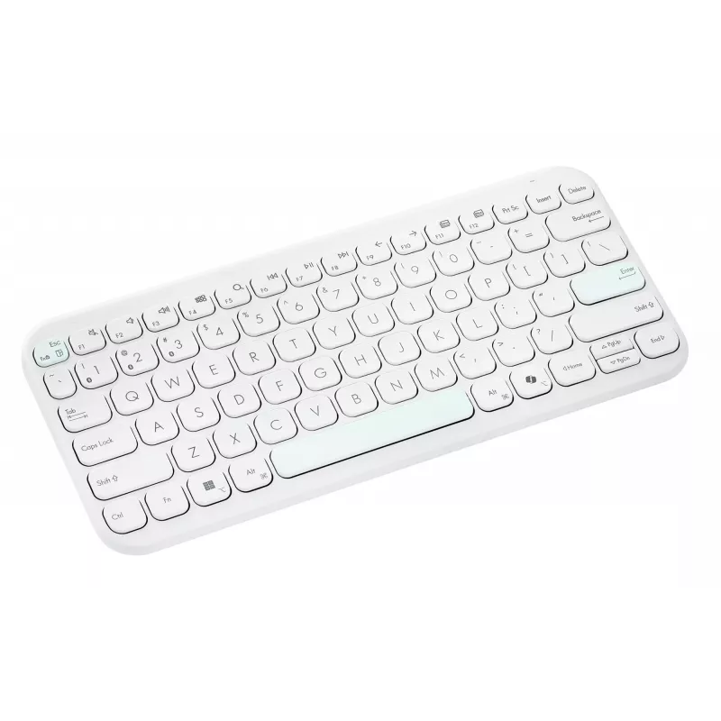 Belaidė Bluetooth klaviatūra ASUS KW100 Marshmallow — 75 % išdėstymas, QWERTZ, žirkliniai jungikliai, balta