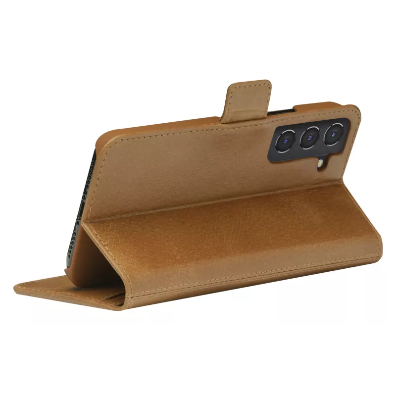 Dėklas-folio dbramante1928 Copenhagen Slim Samsung Galaxy S22, 6,1 colių ekranui, rusva spalva, stovas ant stalo