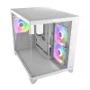Mini bokštinis kompiuterio korpusas Cougar FV150 ARGB White – Micro-ATX / Mini-ITX, šoninis langas, 2x120mm + 1x120mm ventiliatoriai, 2,5 colio ir 3,5 colio vietos