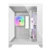 Mini bokštinis kompiuterio korpusas Cougar FV150 ARGB White – Micro-ATX / Mini-ITX, šoninis langas, 2x120mm + 1x120mm ventiliatoriai, 2,5 colio ir 3,5 colio vietos