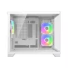 Mini bokštinis kompiuterio korpusas Cougar FV150 ARGB White – Micro-ATX / Mini-ITX, šoninis langas, 2x120mm + 1x120mm ventiliatoriai, 2,5 colio ir 3,5 colio vietos