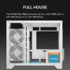 Mini bokštinis kompiuterio korpusas Cougar FV150 ARGB White – Micro-ATX / Mini-ITX, šoninis langas, 2x120mm + 1x120mm ventiliatoriai, 2,5 colio ir 3,5 colio vietos