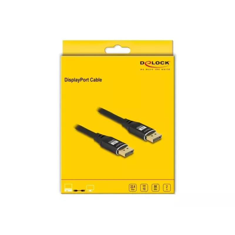 DeLOCK DisplayPort kabelis 8K 60 Hz 2 m juodas metalinis