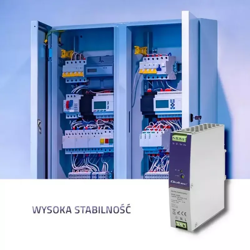 Pramoninis maitinimo šaltinis DIN bėgiui QOLTEC 50905