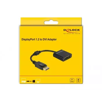 DeLOCK Adapter DisplayPort 1.2 (vyriškas) į DVI (moteriškas) 4K pasyvus juodas