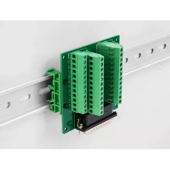 DeLOCK D-Sub HD 44 kontaktų kištukas į gnybtų bloką, tvirtinamas ant DIN bėgelio, 84x86x30 mm