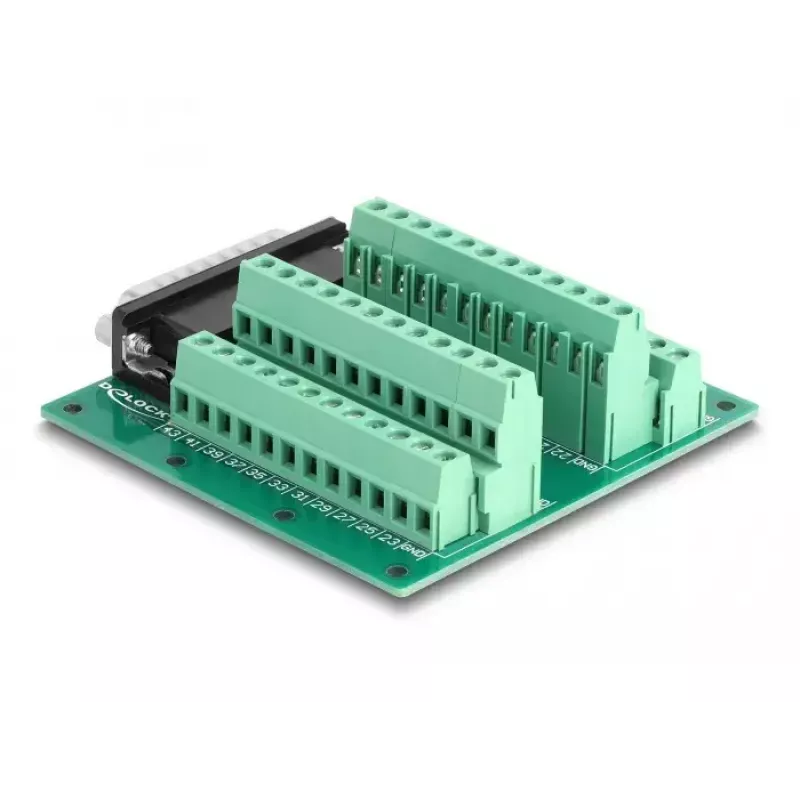 DeLOCK D-Sub HD 44 kontaktų kištukas į gnybtų bloką, tvirtinamas ant DIN bėgelio, 84x86x30 mm