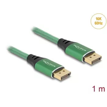 DeLOCK DisplayPort kabelis 16K 60 Hz 1 m žalias metalinis