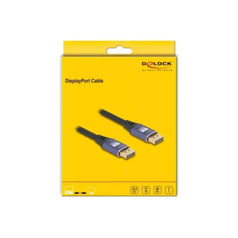 DeLOCK DisplayPort kabelis 8K 60 Hz 2 m alyvinis metalinis