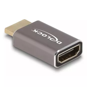 DeLOCK HDMI adapteris vyriškas į moterišką 8K 60 Hz pilkas metalinis