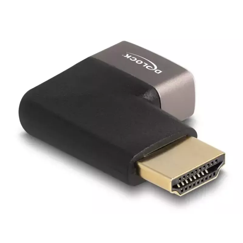 DeLOCK HDMI adapteris kištukas į lizdą 90° dešinėn 8K 60 Hz pilkas metalinis