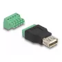 DeLOCK USB 2.0 Type-A lizdo į gnybtų bloką adapteris, juodas/žalias