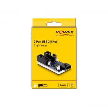 DeLOCK USB 2.0 vidinis šakotuvas (pin header) 2 prievadai, juoda/mėlyna