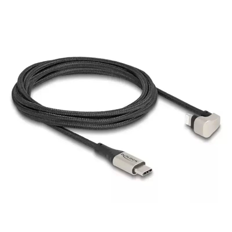 Duomenų ir įkrovimo laidas DeLOCK USB Type-C į Lightning 180° kampu 2 m MFi