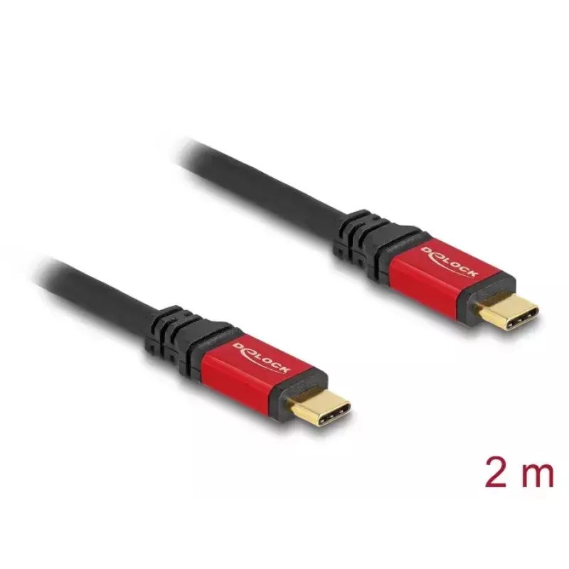 DeLOCK USB 2.0 laidas USB Type-C vyriškas į vyrišką PD 3.0 100 W 2 m raudonas metalinis