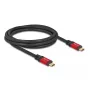 DeLOCK USB 2.0 laidas USB Type-C vyriškas į vyrišką PD 3.0 100 W 2 m raudonas metalinis