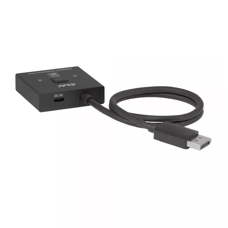 CLUB3D CSV-1009 DisplayPort 2 į 1 krypties jungiklis — 2x DisplayPort išėjimai, 8K@60Hz, juodas