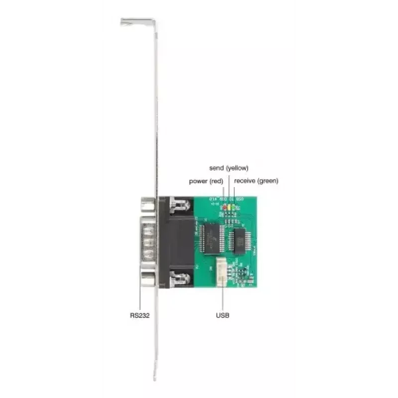 DELOCK 90582 USB 2.0 į RS-232 serijinis keitiklis/kartotuvas/izoliatorius, FTDI FT231XS, žalias nerūdijantis plienas