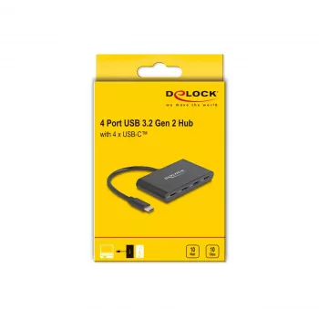 DeLOCK 64129 USB 3.2 Gen 2 Type-C centrinis įrenginys 5000 Mbit/s juodas