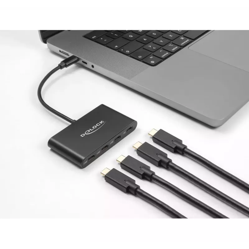DeLOCK USB 3.2 Gen 1 USB Type-C šakotuvas 3x USB Type-C moterų + 1x USB Type-C PD 100W