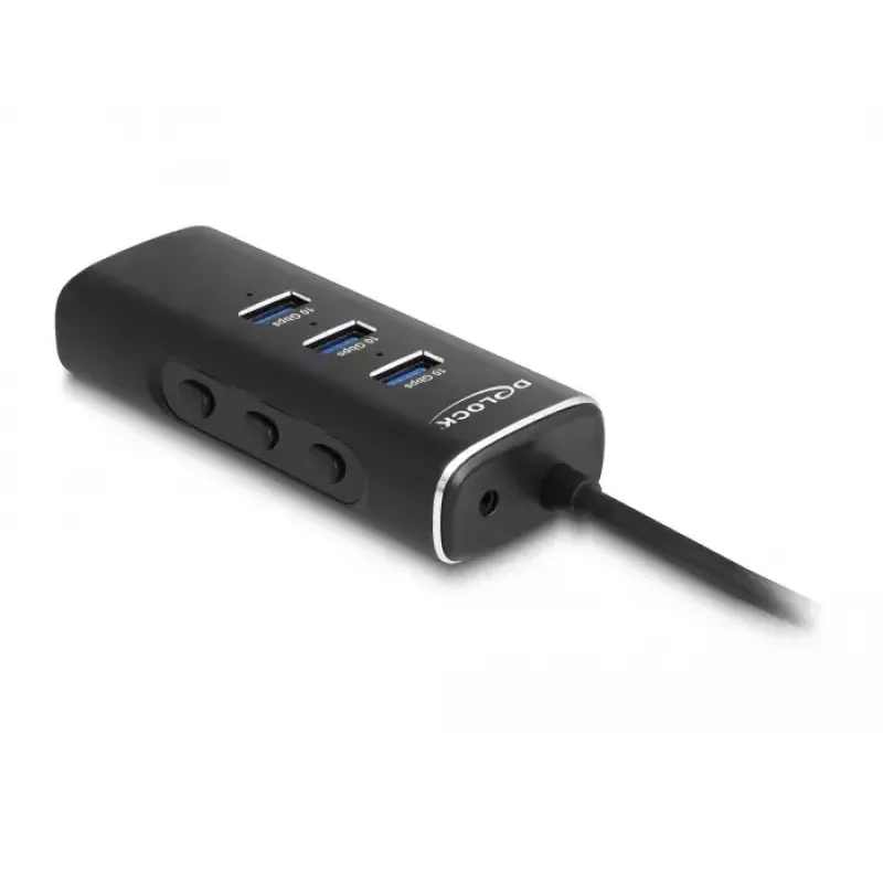 DeLOCK 3 prievadų USB 3.2 Gen 1 šakotuvas su SD/Micro SD kortelių skaitytuvu, 60 cm USB-C kabeliu, 10 Gbps