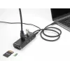 DeLOCK 3 prievadų USB 3.2 Gen 1 šakotuvas su SD/Micro SD kortelių skaitytuvu, 60 cm USB-C kabeliu, 10 Gbps