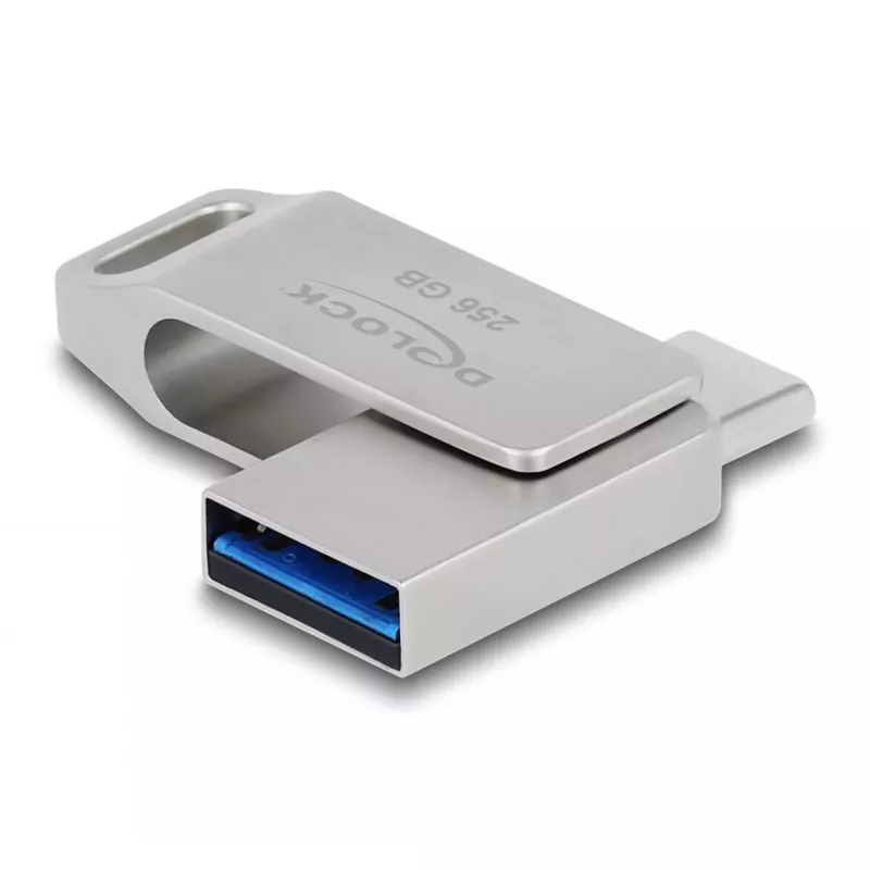 USB atmintukas DeLOCK 256GB USB-C / Type-A metalinis korpusas