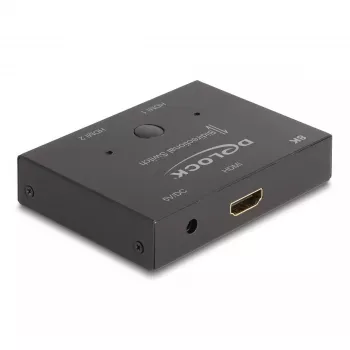 DeLOCK HDMI 2 į 1 jungiklis dvikryptis 8K 60 Hz metalinis juodas