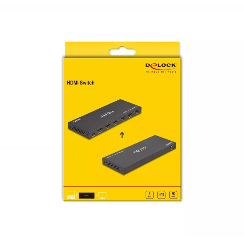 DeLOCK HDMI perjungiklis 5 x HDMI įėjimas į 1 x HDMI išėjimą, 8K 60 Hz