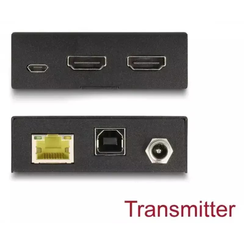 KVM prailgintuvas DELOCK 65957 – HDMI ir USB siųstuvas bei imtuvas, laidinis, iki 70 m, 18 Gbit/s, 600 MHz, juodas