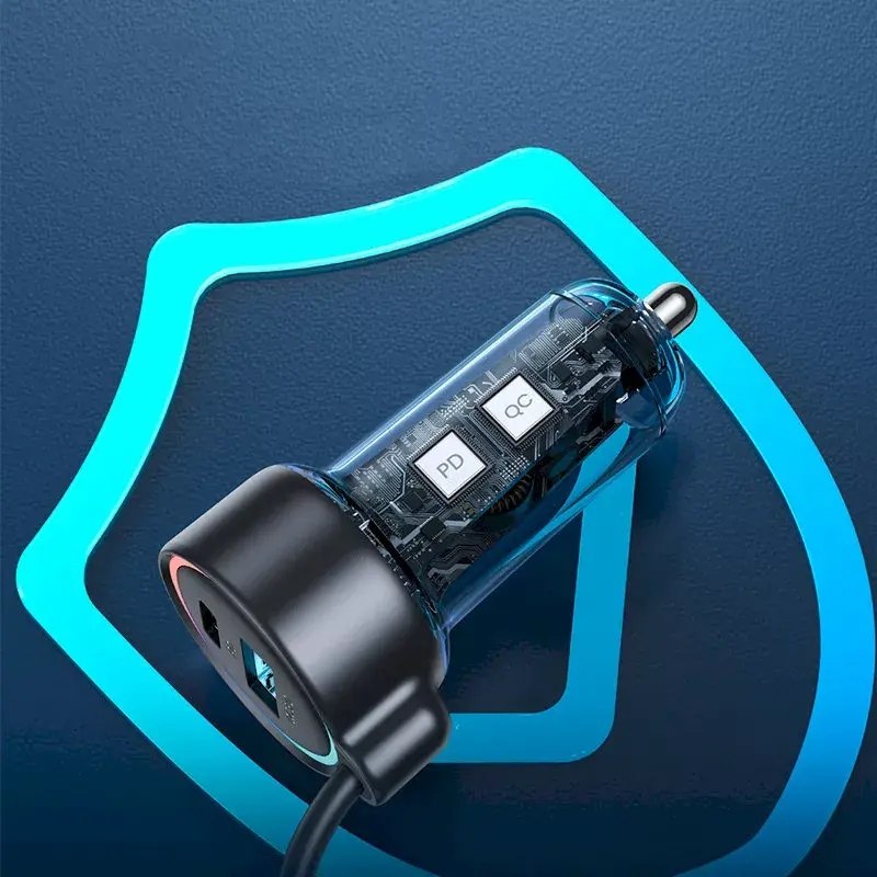 Automobilinis kroviklis Joyroom JR-CL07 3-in-1 60W su įmontuotu USB-C laidu 1,6 m, juodas
