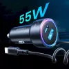 Automobilinis kroviklis Joyroom JR-CL07 3-in-1 60W su įmontuotu USB-C laidu 1,6 m, juodas