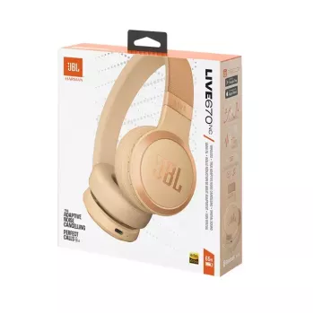 JBL Live 670NC ausinės belaidės ant ausų, skambučiams/muzikai, Bluetooth, smėlio spalvos