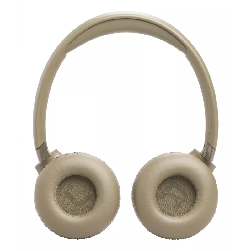 Ausinės JBL Tune 680NC, laidinės ir belaidės (Bluetooth, USB-C), ant ausų, lankeliu, smėlio spalvos, 20–20000 Hz, 161 g