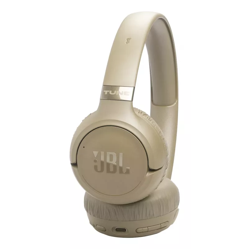 Ausinės JBL Tune 680NC, laidinės ir belaidės (Bluetooth, USB-C), ant ausų, lankeliu, smėlio spalvos, 20–20000 Hz, 161 g