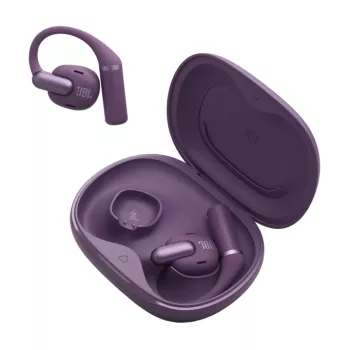 Ausinės JBL Sense Pro TWS „Bluetooth“ su kabliuku, intraauralinės, 20–40000 Hz, USB-C įkrovimo stovas, violetinės