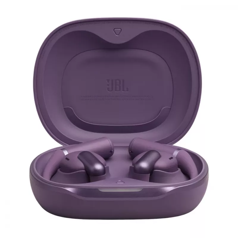 Ausinės JBL Sense Pro TWS „Bluetooth“ su kabliuku, intraauralinės, 20–40000 Hz, USB-C įkrovimo stovas, violetinės