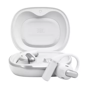 Ausinės JBL Sense Pro TWS su ausų kabliukais, skambučiams ir muzikai, 20–40000 Hz, USB-C įkrovimo stovas, Baltos