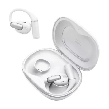Ausinės JBL Sense Pro TWS su ausų kabliukais, skambučiams ir muzikai, 20–40000 Hz, USB-C įkrovimo stovas, Baltos