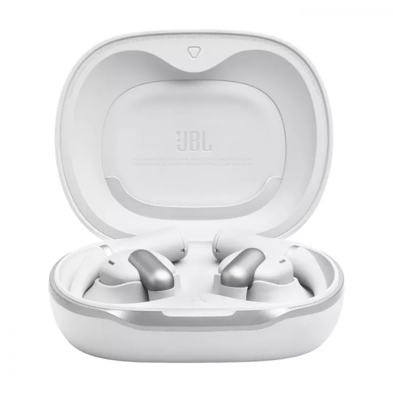 Ausinės JBL Sense Pro TWS su ausų kabliukais, skambučiams ir muzikai, 20–40000 Hz, USB-C įkrovimo stovas, Baltos