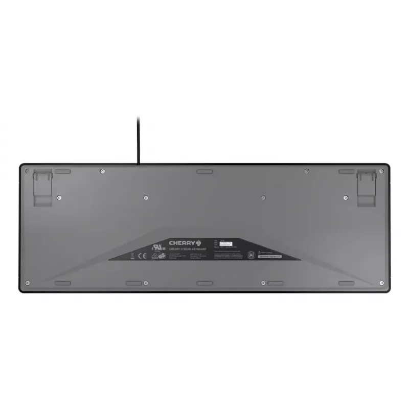 CHERRY STREAM klaviatūra biurui/Namams USB QWERTY portugališka Juoda Pilka Pilno dydžio 115 klavišų
