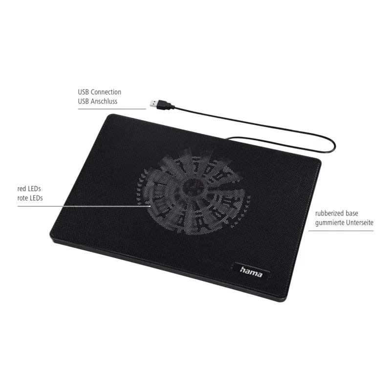 Hama Slim aušinimo pagrindėlis nešiojamam kompiuteriui 39,6 cm (15,6 colio) Juodas