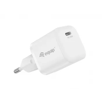 Equip 1 prievado 20W USB-C PD sieninis įkroviklis baltas 100-240V